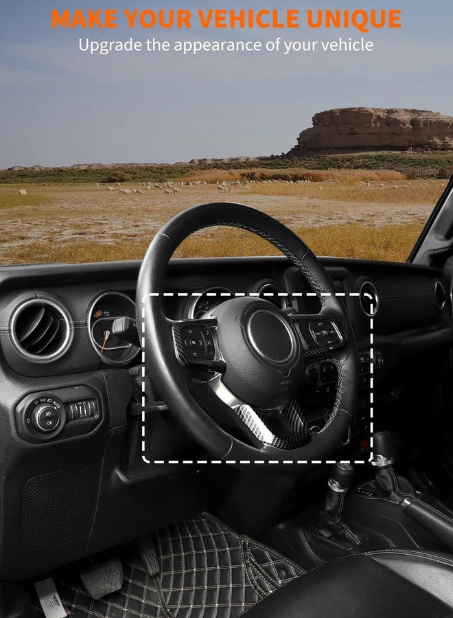 Savadicar Carbon Fiber Interior Accessories - Steering Wheel Trim for 2018-Present Jeep Wrangler JL JLU 4XE & Gladiator JT - Premium Texture Interior Decor Upgrade Option, 3-Piece - Image 2