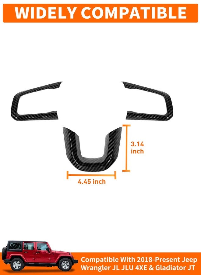 Savadicar Carbon Fiber Interior Accessories - Steering Wheel Trim for 2018-Present Jeep Wrangler JL JLU 4XE & Gladiator JT - Premium Texture Interior Decor Upgrade Option, 3-Piece - Image 5