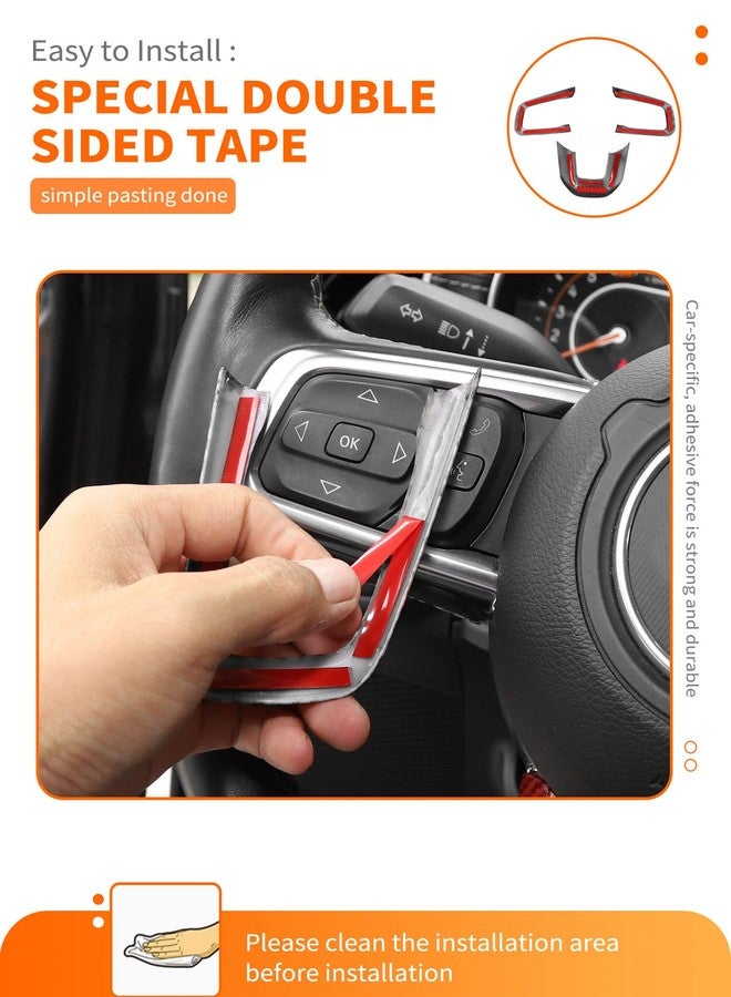 Savadicar Carbon Fiber Interior Accessories - Steering Wheel Trim for 2018-Present Jeep Wrangler JL JLU 4XE & Gladiator JT - Premium Texture Interior Decor Upgrade Option, 3-Piece - Image 4