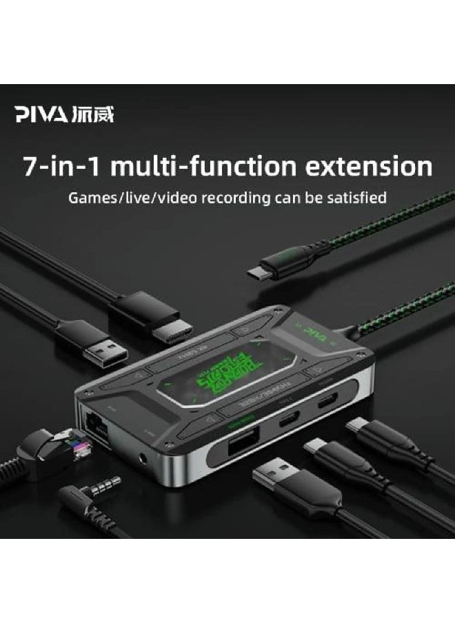 piva - PIVA DS7 PRO Type C 32-bit audio 7 ports support charging up to 100 watts with an additional cable to broadcast the device to the screen - Image 1