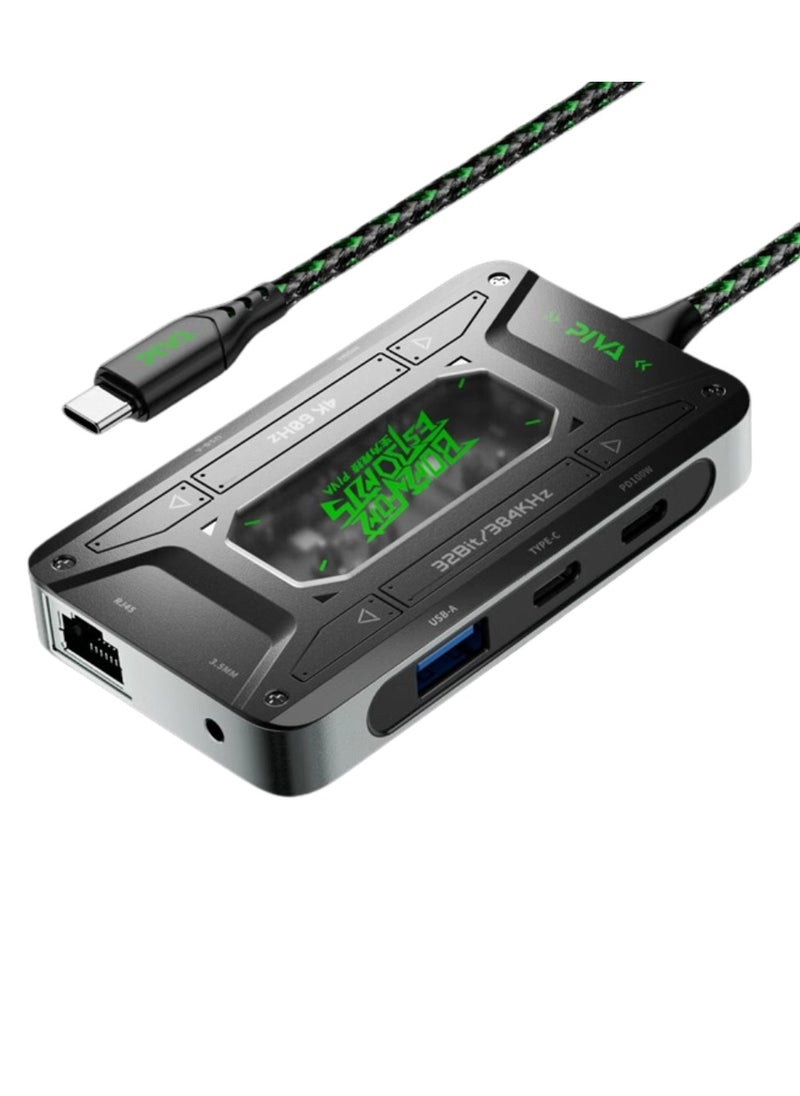 piva - PIVA DS7 PRO Type C 32-bit audio 7 ports support charging up to 100 watts with an additional cable to broadcast the device to the screen - Image 1
