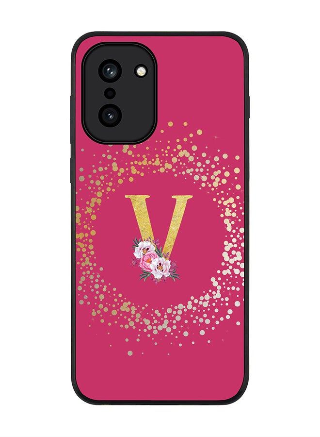 For OnePlus 15R Case,Slim fit Camera Protection, Shockproof Thin Phone cover  - Custom Monogram Floral - V ( Deep Pink )