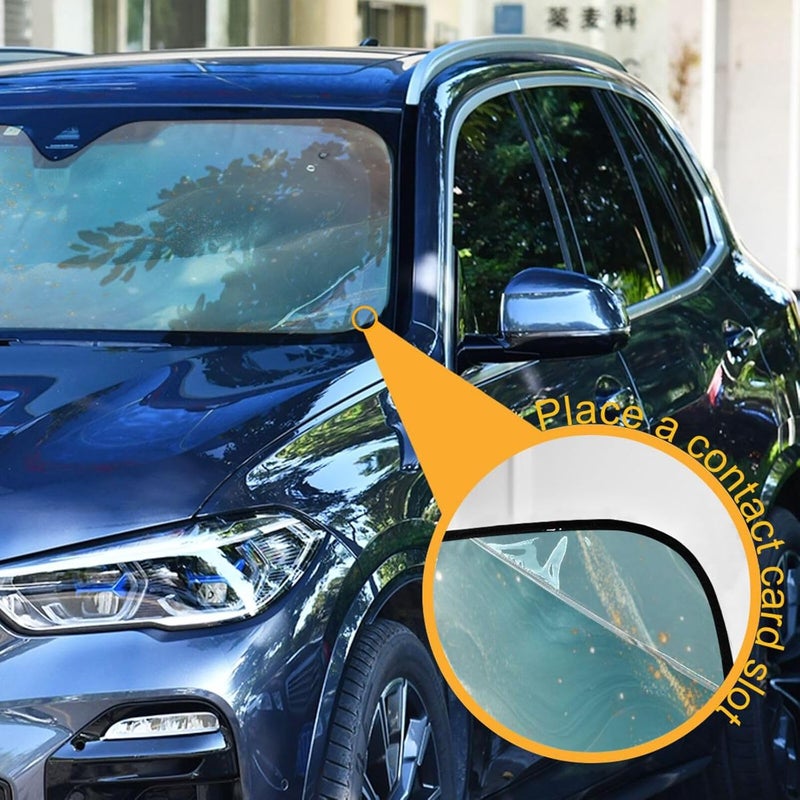 KLL Sun Shade for Windshield, Foldable Sunscreen Parasol de auto 57x31.5 Inch, Peach Turquoise Red - Image 3