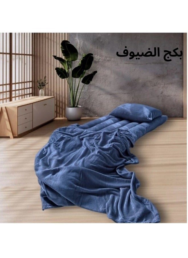 SMART HOME - 4 in 1 guest package consists of a mattress, a light blanket, a pillow and an elegant bag. A soft velvet package made of high-quality materials, a single-person natural cotton mattress measuring 180*90*15cm. - Image 1