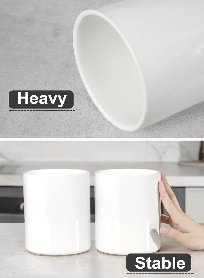 Nucookery Utensil Holder, 6.4" Ceramic Kitchen Utensil Holder with Countertop-Protection Cork Bottom, Farmhouse Kitchen Decor for Counter, Christmas Gift (White) - Image 5