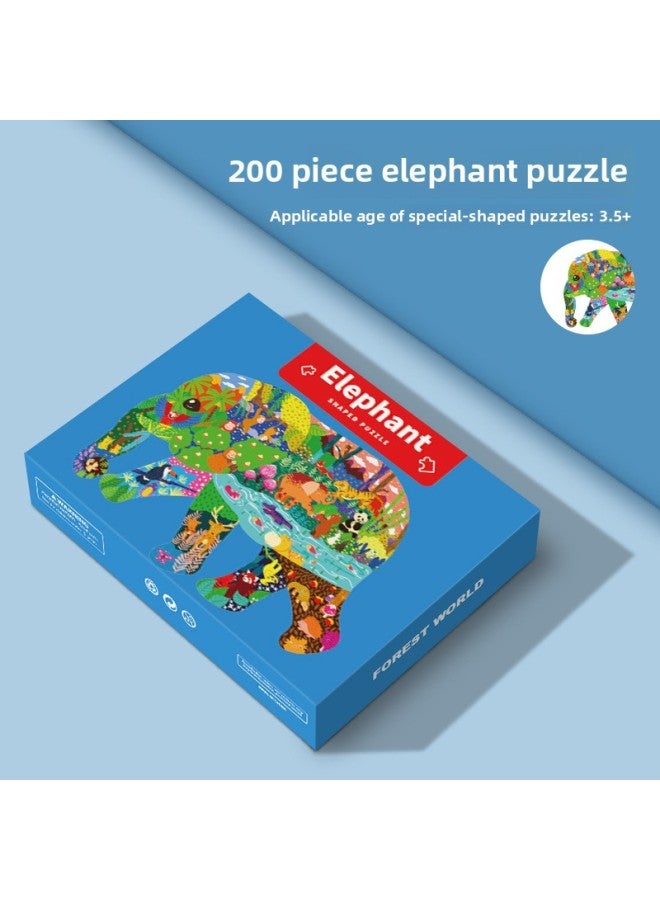 Children's Educational Puzzle Toys Irregular Shapes 3-6 Years Old Early Education Training Class Intelligence Gift For Kids-Color:200 Elephant CH-02-006(46.9*32.9cm) - Image 1