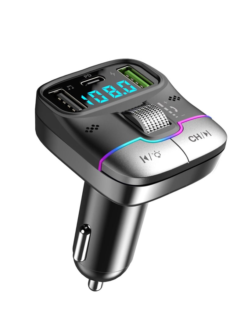 SYOSI - Bluetooth 5.3 FM Transmitter for Car, FM Transmitter Bluetooth ，Lag-Free Music Streaming, Bluetooth Car Adapter-Premium Sound, PD 30W Fast Charger Car Bluetooth Adapter - Image 1