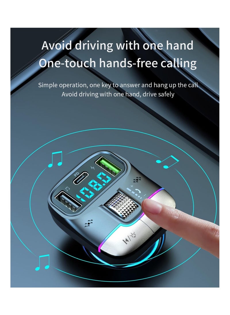 SYOSI - Bluetooth 5.3 FM Transmitter for Car, FM Transmitter Bluetooth ，Lag-Free Music Streaming, Bluetooth Car Adapter-Premium Sound, PD 30W Fast Charger Car Bluetooth Adapter - Image 1