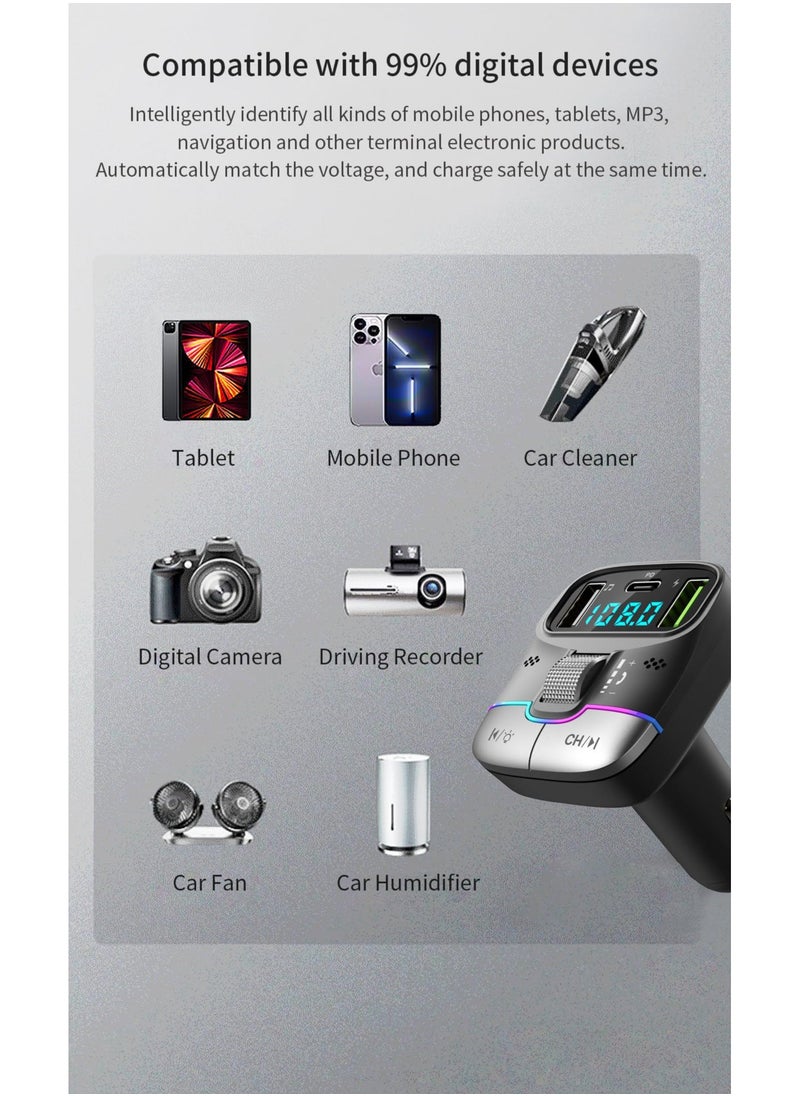 SYOSI - Bluetooth 5.3 FM Transmitter for Car, FM Transmitter Bluetooth ，Lag-Free Music Streaming, Bluetooth Car Adapter-Premium Sound, PD 30W Fast Charger Car Bluetooth Adapter - Image 1