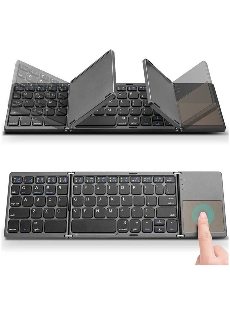 Foldable Bluetooth Keyboard, Rechargeable Portable Wireless Keyboard with Touchpad compatible with Iphone12 Pro Max,Tablet,iPad,SmartPhone - Image 1