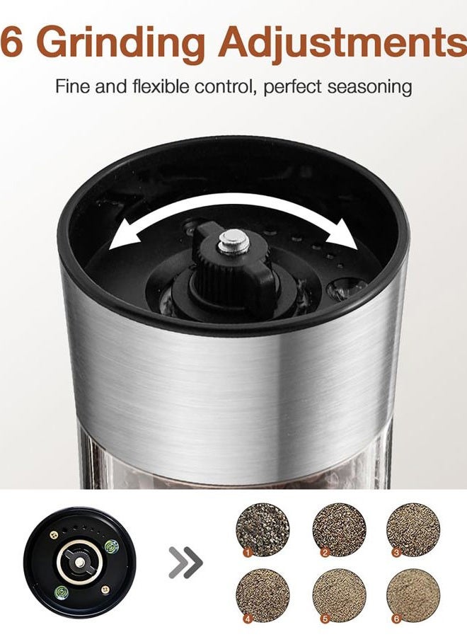 CULINARY FUN Gravity Electric Salt and Pepper Grinder Set – Rechargeable Stainless Steel Pepper Mill with USB-C Charging Base & LED Light, Adjustable Coarseness, One-Hand Operation, Washable, No Batteries Needed - Image 4