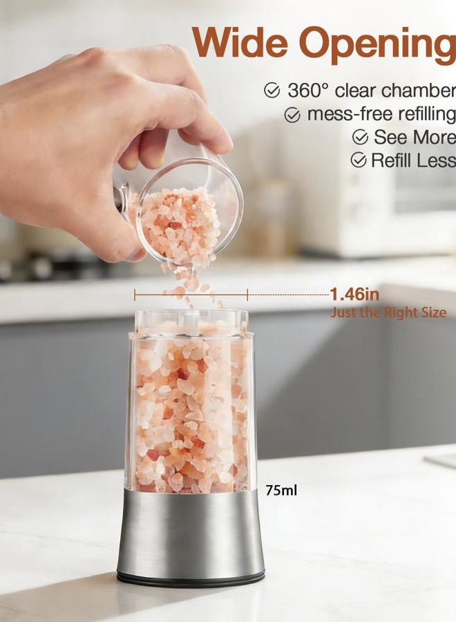 CULINARY FUN Gravity Electric Salt and Pepper Grinder Set – Rechargeable Stainless Steel Pepper Mill with USB-C Charging Base & LED Light, Adjustable Coarseness, One-Hand Operation, Washable, No Batteries Needed - Image 2