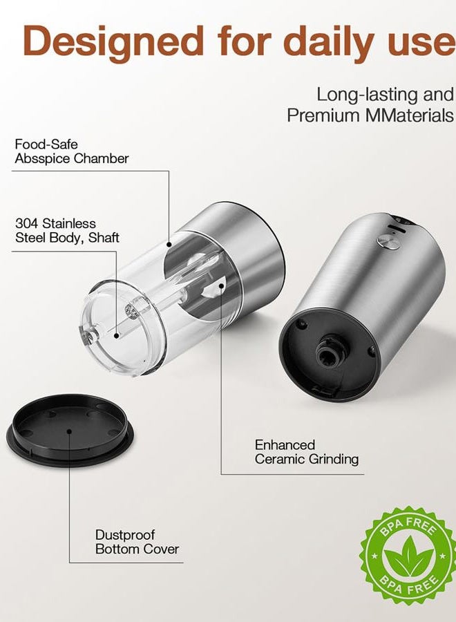 CULINARY FUN Gravity Electric Salt and Pepper Grinder Set – Rechargeable Stainless Steel Pepper Mill with USB-C Charging Base & LED Light, Adjustable Coarseness, One-Hand Operation, Washable, No Batteries Needed - Image 5