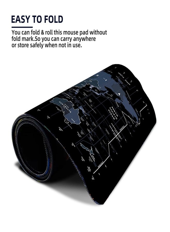 ستريف لوحة ماوس للألعاب من ستريف، مقاس كبير (800 مم × 300 مم × 2 مم)، مع حواف مخيطة وقاعدة مطاطية مانعة للانزلاق، مناسبة لأجهزة الكمبيوتر المحمولة والمكتبية والمنزلية (خريطة العالم). - Image 4