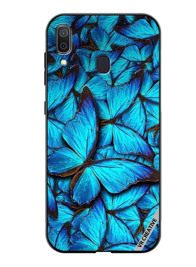 VR CREATIVE Protective Case Cover For Samsung Galaxy A30 Blue Butterfly Design Multicolour - Image 1