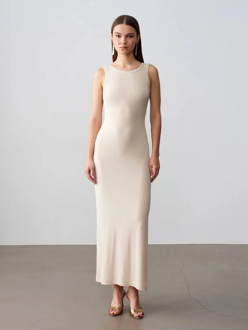 ديلفين DILVIN Ribbed Sleeveless Bodycon Maxi Dress