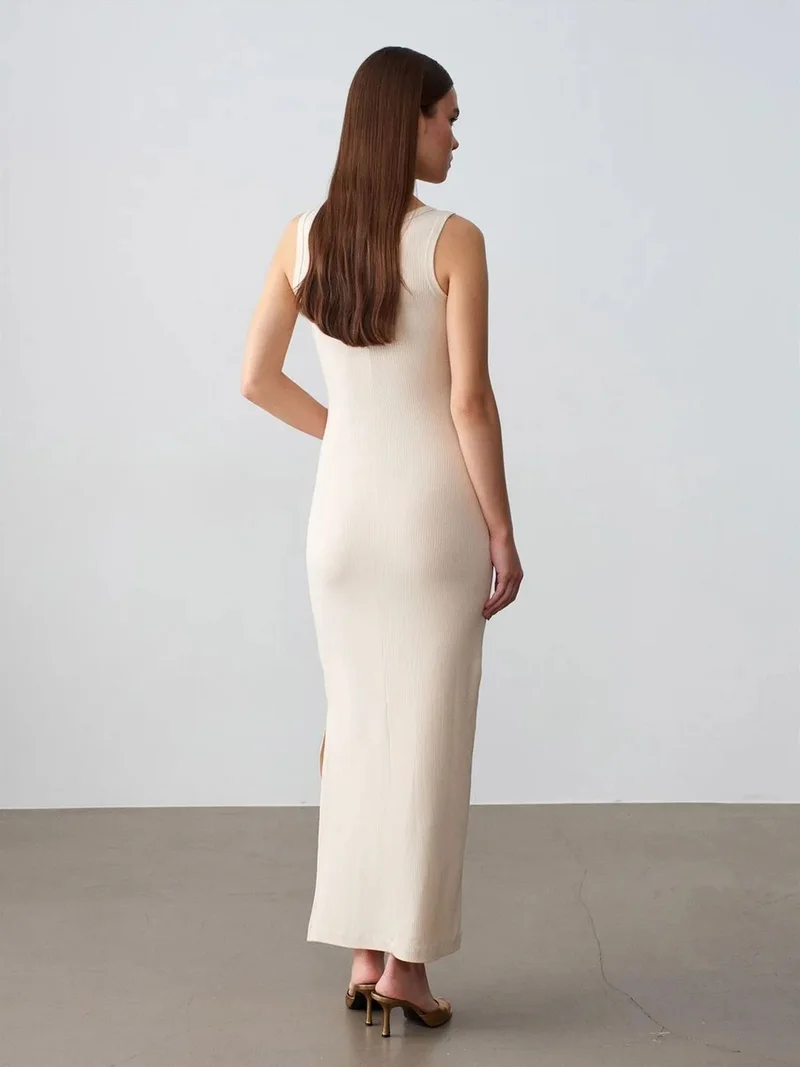 ديلفين DILVIN Ribbed Sleeveless Bodycon Maxi Dress