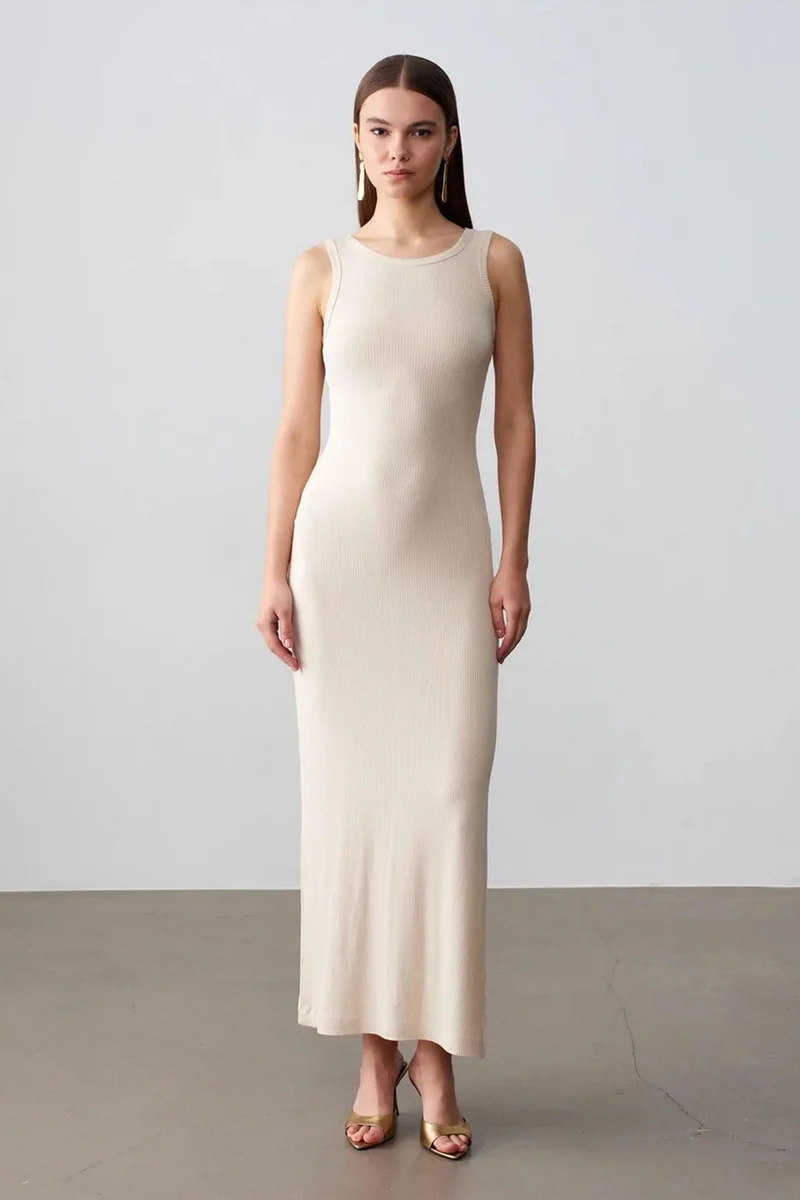 ديلفين DILVIN Ribbed Sleeveless Bodycon Maxi Dress