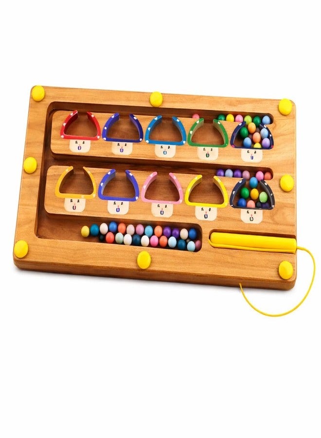 Litilish Wooden Magnetic Color and Number Maze for Kids 3+ Years | Fun, Learning and Educational Toys for Boys and Girls | Ideal for Gifting (Mushroom-Small) - Image 1
