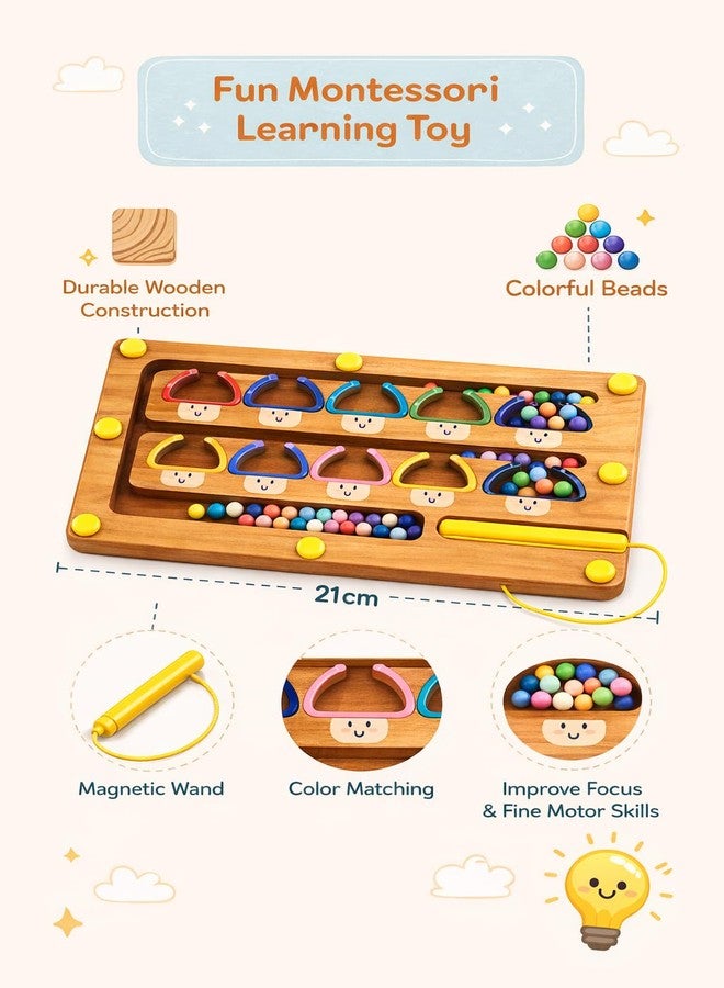 Litilish Wooden Magnetic Color and Number Maze for Kids 3+ Years | Fun, Learning and Educational Toys for Boys and Girls | Ideal for Gifting (Mushroom-Small) - Image 5