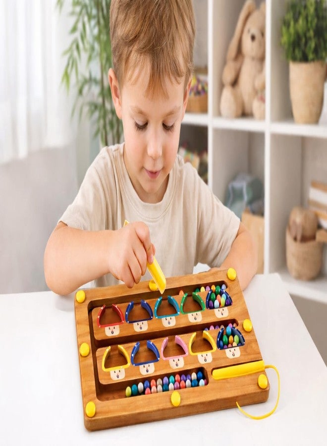 Litilish Wooden Magnetic Color and Number Maze for Kids 3+ Years | Fun, Learning and Educational Toys for Boys and Girls | Ideal for Gifting (Mushroom-Small) - Image 3
