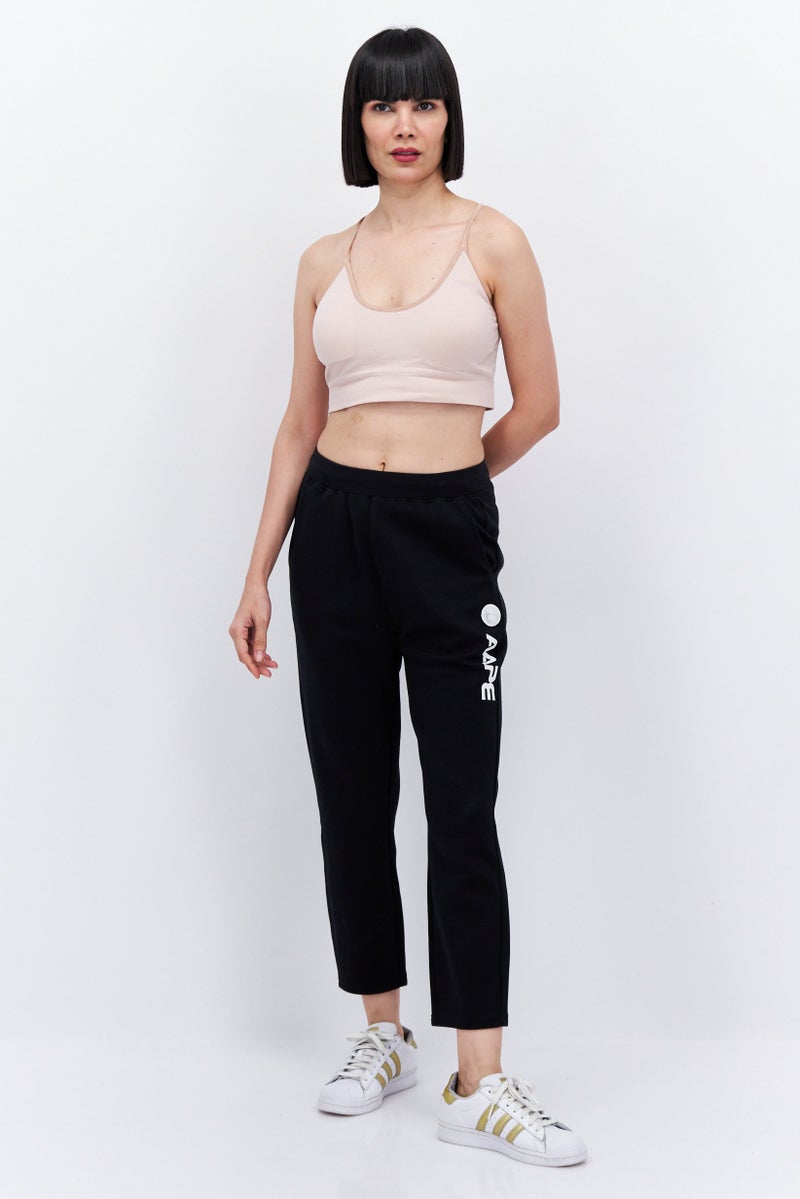 Aape By A Bathing Ape Women Regular Fit Brand Logo Sweatpants, Black - Image 2