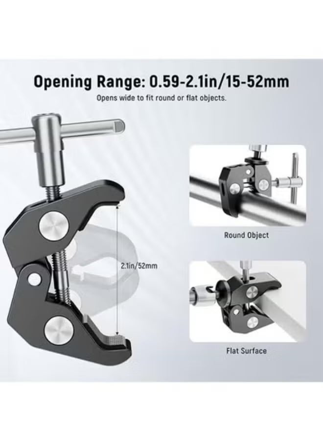 NEEWER 9.8"/25cm Adjustable Magic Arm with Super Clamp, 1/4" & 3/8" Threads, 1/4" Screws for Flash/LED Light/Microphone/Monitor, Compatible with SmallRig Camera Cage, Max Load: 4.4lb/2kg, ST25C - Image 5