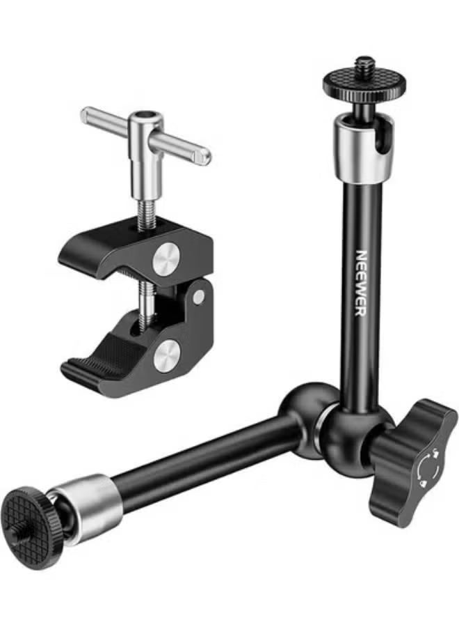 NEEWER 9.8"/25cm Adjustable Magic Arm with Super Clamp, 1/4" & 3/8" Threads, 1/4" Screws for Flash/LED Light/Microphone/Monitor, Compatible with SmallRig Camera Cage, Max Load: 4.4lb/2kg, ST25C - Image 1