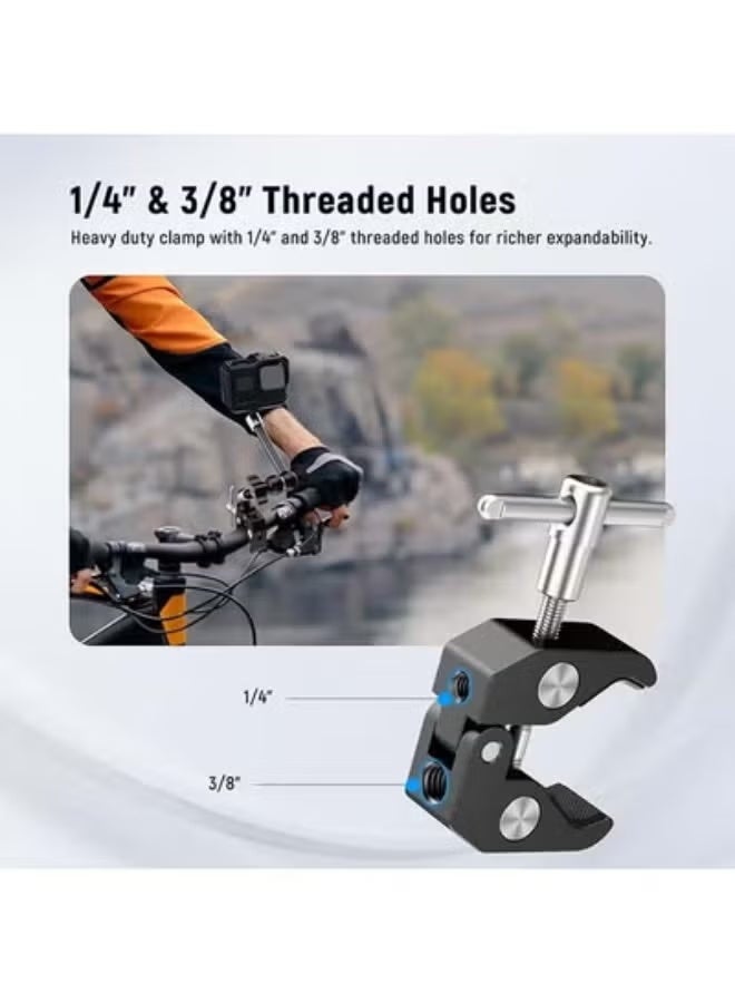 NEEWER 9.8"/25cm Adjustable Magic Arm with Super Clamp, 1/4" & 3/8" Threads, 1/4" Screws for Flash/LED Light/Microphone/Monitor, Compatible with SmallRig Camera Cage, Max Load: 4.4lb/2kg, ST25C - Image 2