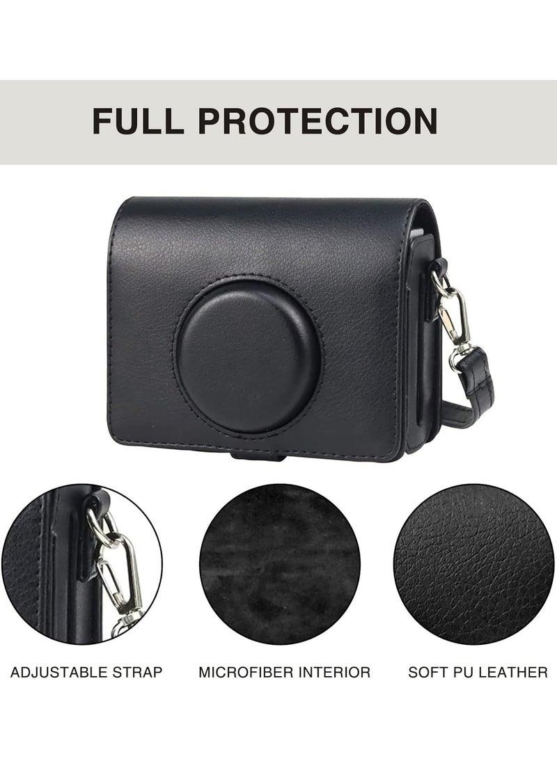 Case for Fuji Mini EVO,Camera Case Compatible for Fuji Mini EVO Camera with Adjustable Shoulder Strap in Black Lychee Texture Horizontal Style - Image 3