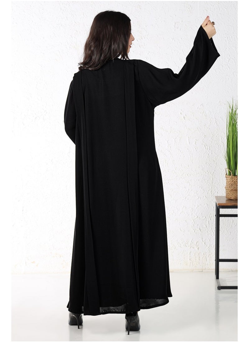 Gaiyda - Black abaya embroidered with black threads - Image 1