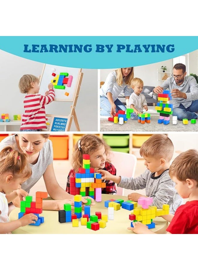 unikbebe 54 PCS Magnetic Building Blocks Set, Montessori Toys for Early Development, STEM Educational Toy for Toddlers, DIY 3D Magnet Cubes with Bright Colors, Sensory Stacking Blocks, Safe ABS Smooth Edge, Strong Magnets, Baby Learning Toys for Kids Boys Girls Age 3+ Preschool - Image 4