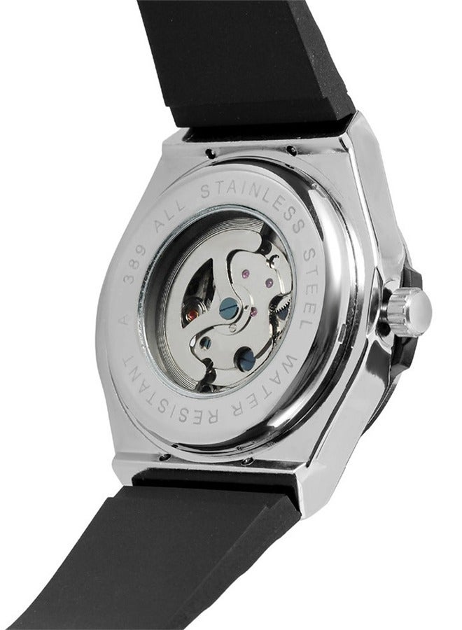 FORSINING ​​Forsining Men's Mechanical Watch - Silver Case & Movement, Skeleton Design, Semi-Automatic Hand-Winding Movement for Business, Casual & Formal Occasions​​ - Image 4