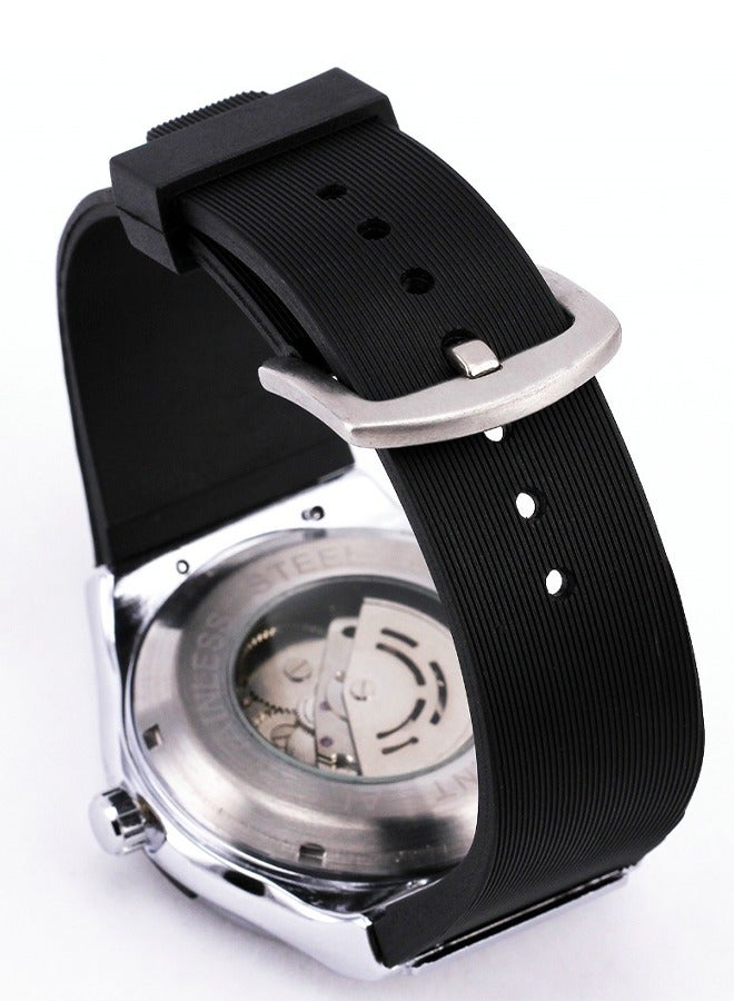 FORSINING ​​Forsining Men's Mechanical Watch - Silver Case & Movement, Skeleton Design, Semi-Automatic Hand-Winding Movement for Business, Casual & Formal Occasions​​ - Image 5