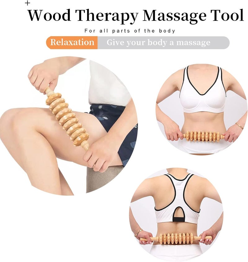 Ctwctr Wood Therapy Massage Tools Manual Massage Roller Stick for Body Sculpting Maderoterapia Kit Cellulite Massager for Muscle Pain Relief Fascia Cellulite - Image 3