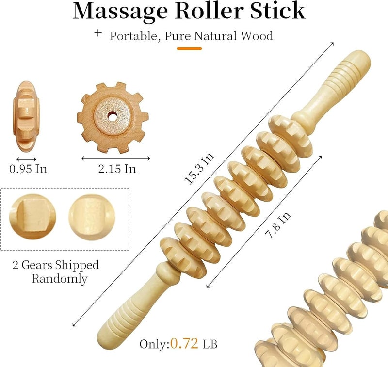 Ctwctr Wood Therapy Massage Tools Manual Massage Roller Stick for Body Sculpting Maderoterapia Kit Cellulite Massager for Muscle Pain Relief Fascia Cellulite - Image 2