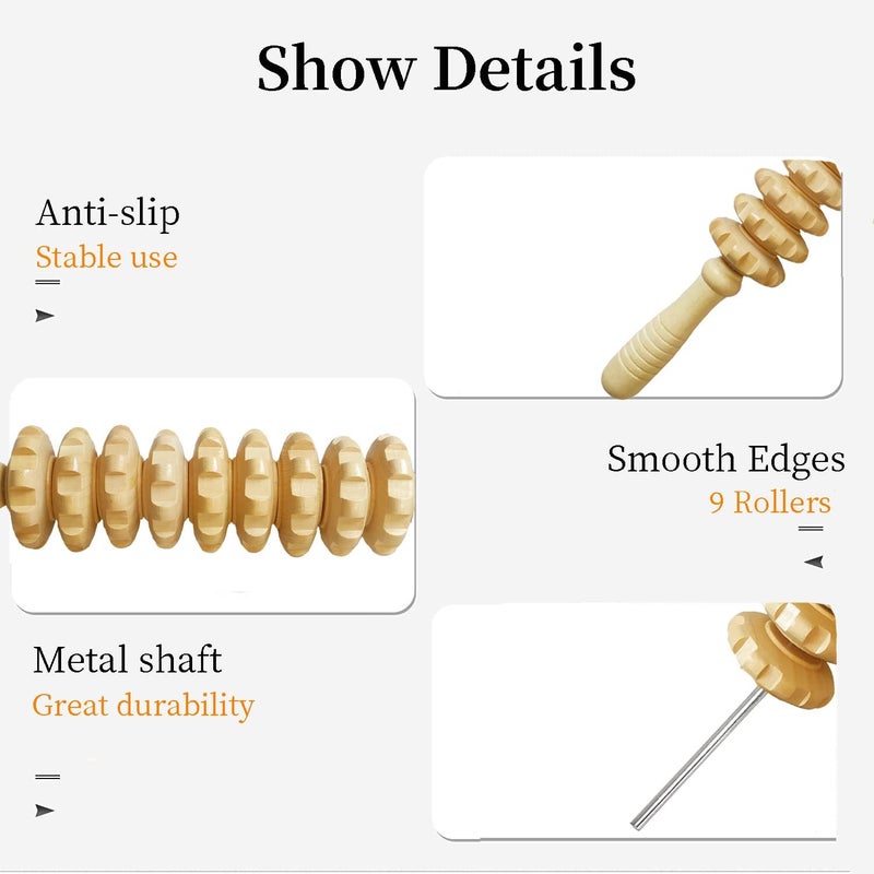 Ctwctr Wood Therapy Massage Tools Manual Massage Roller Stick for Body Sculpting Maderoterapia Kit Cellulite Massager for Muscle Pain Relief Fascia Cellulite - Image 4