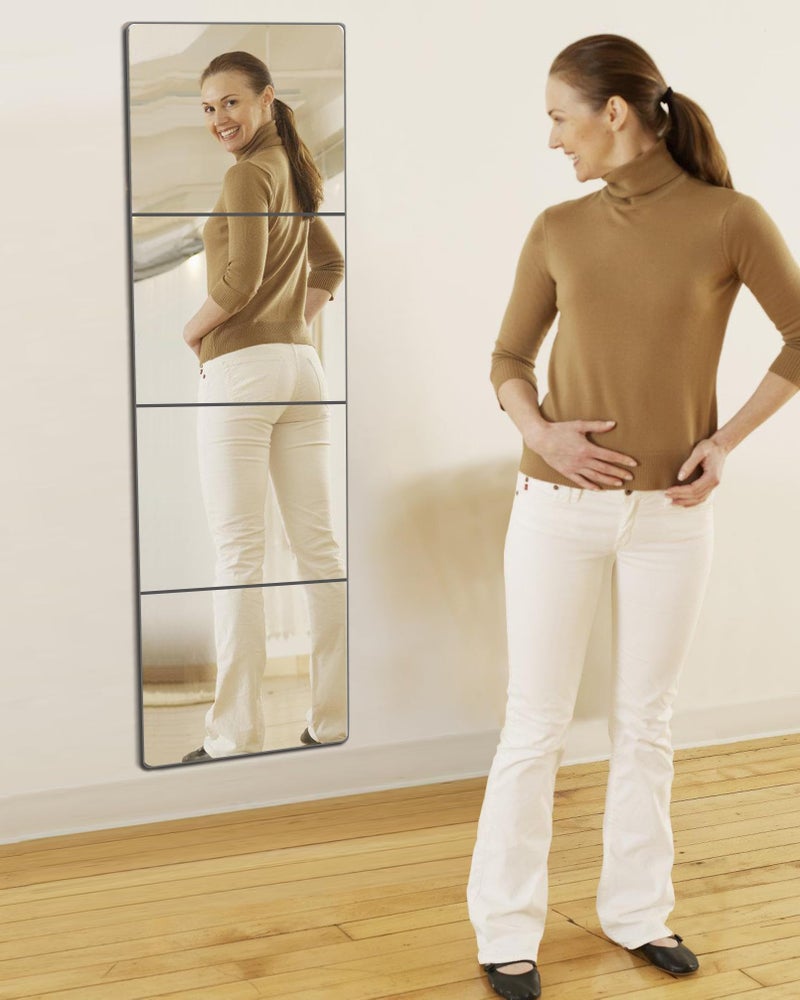 quegau Shatterproof Kids Wall Mirror Tiles  4 Pcs 10x10 SelfAdhesive Acrylic Mirror Safe Unbreakable Plastic for Toddle fs Small Frameless Mirror Long Plexiglass for Classroom and Childroom