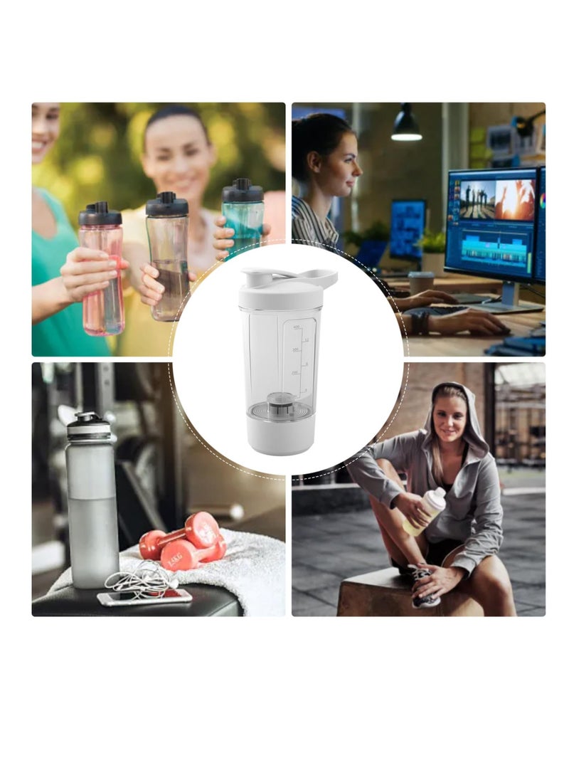 Excefore - Electric Protein Shaker Bottle, 400ML BPA-Free Workout Blender Bottle, USB Rechargeable Portable Gym Mixer for Shakes and Meal Replacements, Grey-White - Image 1
