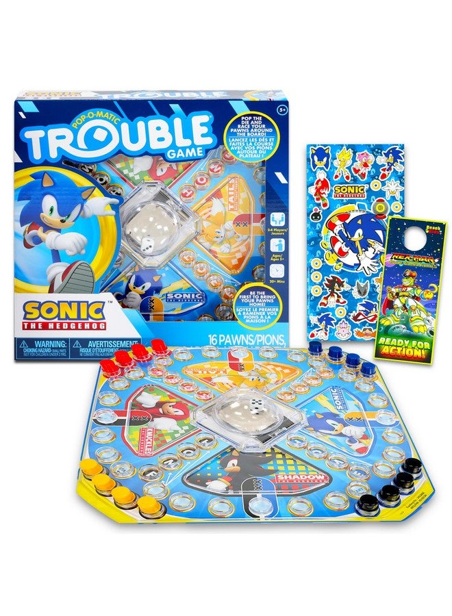 Sonic The Hedgehog لعبة لوحية سونيك القنفذ - حزمة مع لعبة سونيك للأطفال مع نرد منبثق بالإضافة إلى ملصقات، وأكثر | ألعاب سونيك القنفذ لحفلة عيد الميلاد - Image 1