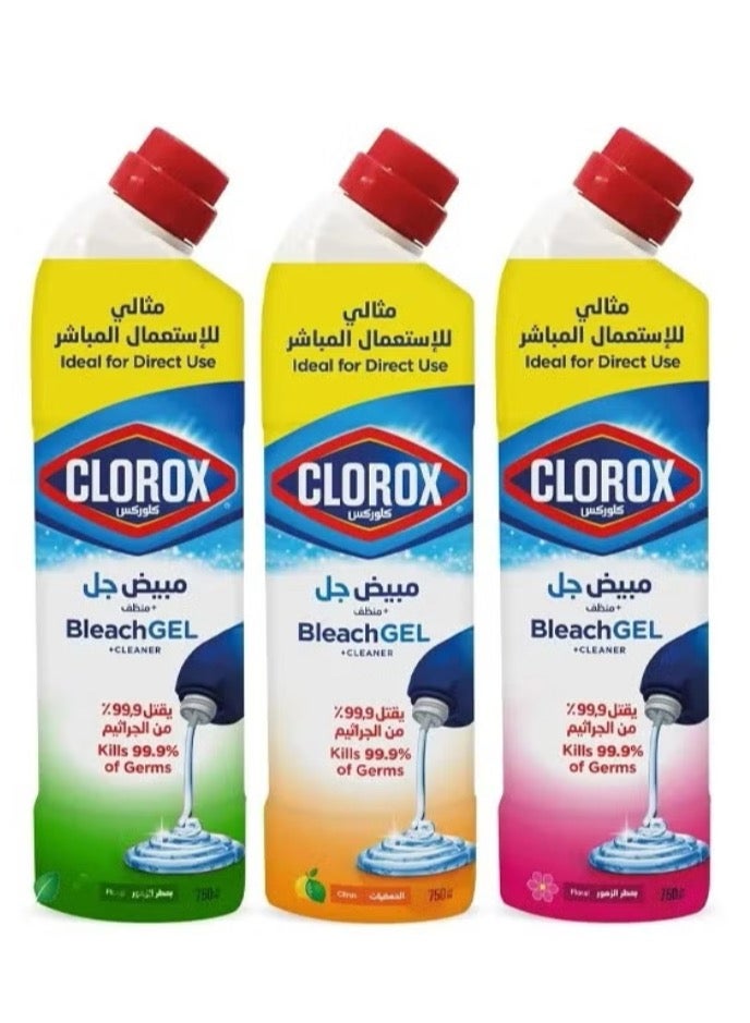 Clorox multi-purpose cleaning gel set, 3*750 ml