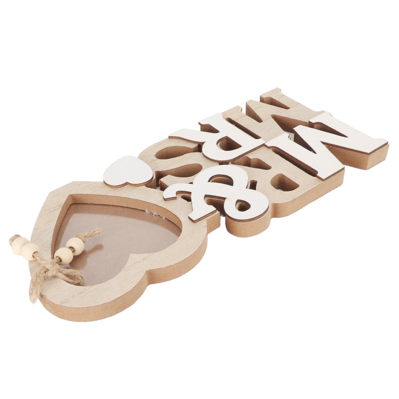 Wooden Picture Frame Heart Shaped MR MRS Waterproof Antiwear Romantic Desk Photo Frame for Anniversary Wedding Birthday - Image 2