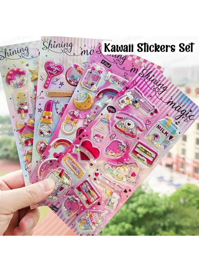 فنبلاست مجموعة ملصقات فن بلاست كاواي - مجموعة من 12 ملصقًا لامعًا للأطفال، ملصقات ثلاثية الأبعاد للبنات، ملصقات جمالية، ملصقات لطيفة، ملصقات إسفنجية للأطفال، ملصقات حرفية، ملصقات ذاتية اللصق (عبوة من 12 قطعة) - Image 5
