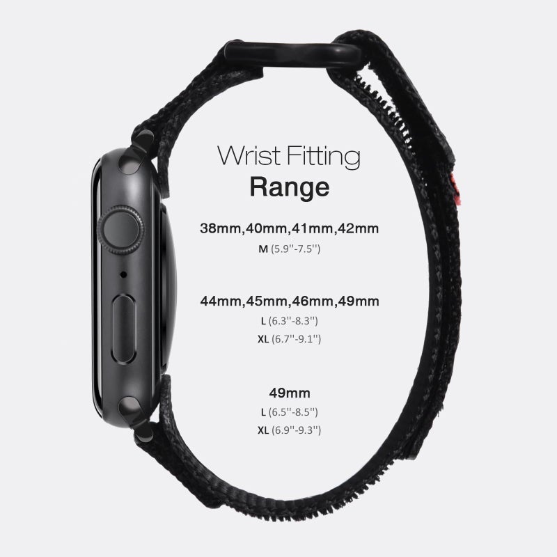 Nereides Compatible with Apple Watch Series 11 Band Series 10/9/8/7/6/5/4/SE/SE2/SE3/Ultra 3/2/1, Nylon Sports Strap with Woven Design for 49mm/46mm/45mm/44mm (L, Black) - Image 2