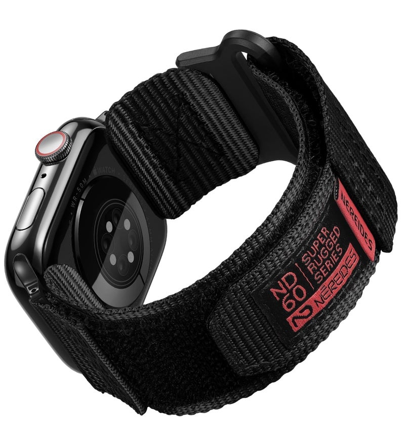 Nereides Compatible with Apple Watch Series 11 Band Series 10/9/8/7/6/5/4/SE/SE2/SE3/Ultra 3/2/1, Nylon Sports Strap with Woven Design for 49mm/46mm/45mm/44mm (L, Black) - Image 1