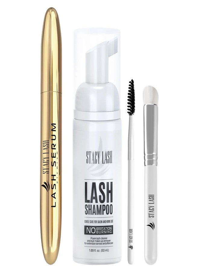 STACY LASH Lash Shampoo 50ml+ Eyelash Growth Serum Cleaning Kit of Eye Makeup Remover (Cleanser) + Brush & Eyelash Serum for Eyelash Growth and Thickness - Image 1