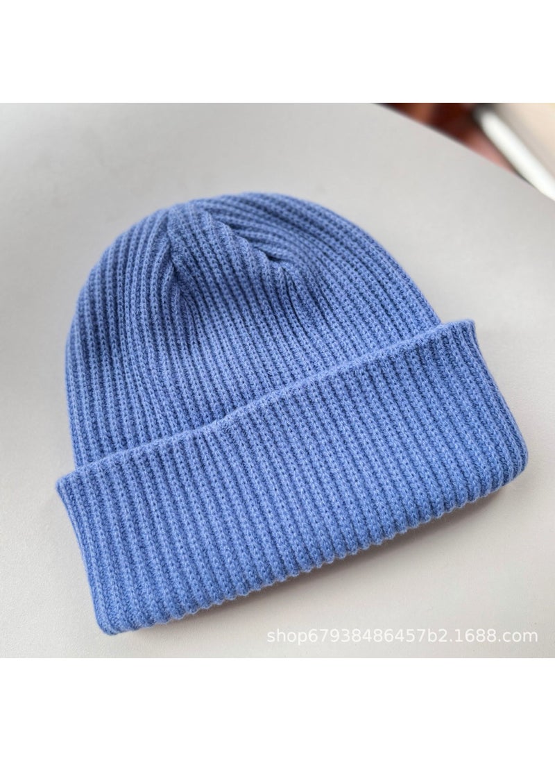 Generic Glossy wool hat womens winter warm acrylic pullover hat mens Korean-style ins cold-proof knitted hat wholesale all-matching Sky Blue 