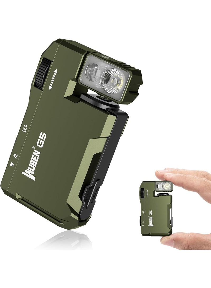 WUBEN G5 Flashlight Rechargeable Torch Light, 400 Lumens Super Bright Keychain Flashlight with RGB light, EDC Mini Magnetic Keychain Pocket Torch, Lightweight Camping Torch for Outdoor Home (Green) - Image 1