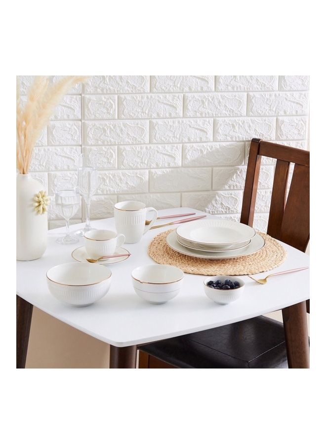 NIBEMINENT Embossed Golden Line Cup And Saucer Set White 11.59 x 12cm - Image 5