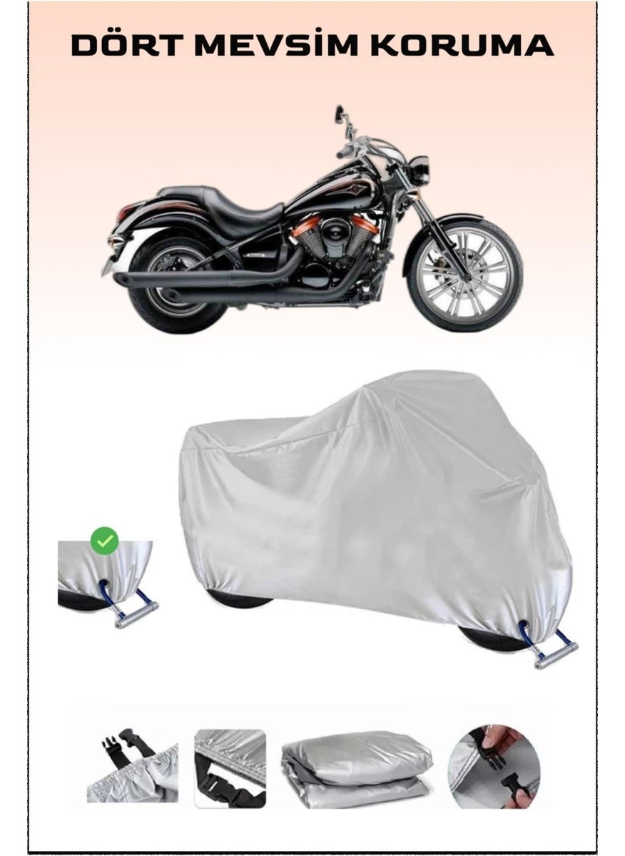 Breen Lock Compatible Motorcycle Tarpaulin For Kawasaki Vn 900 Custom Special, Safe, Waterproof  - Image 1